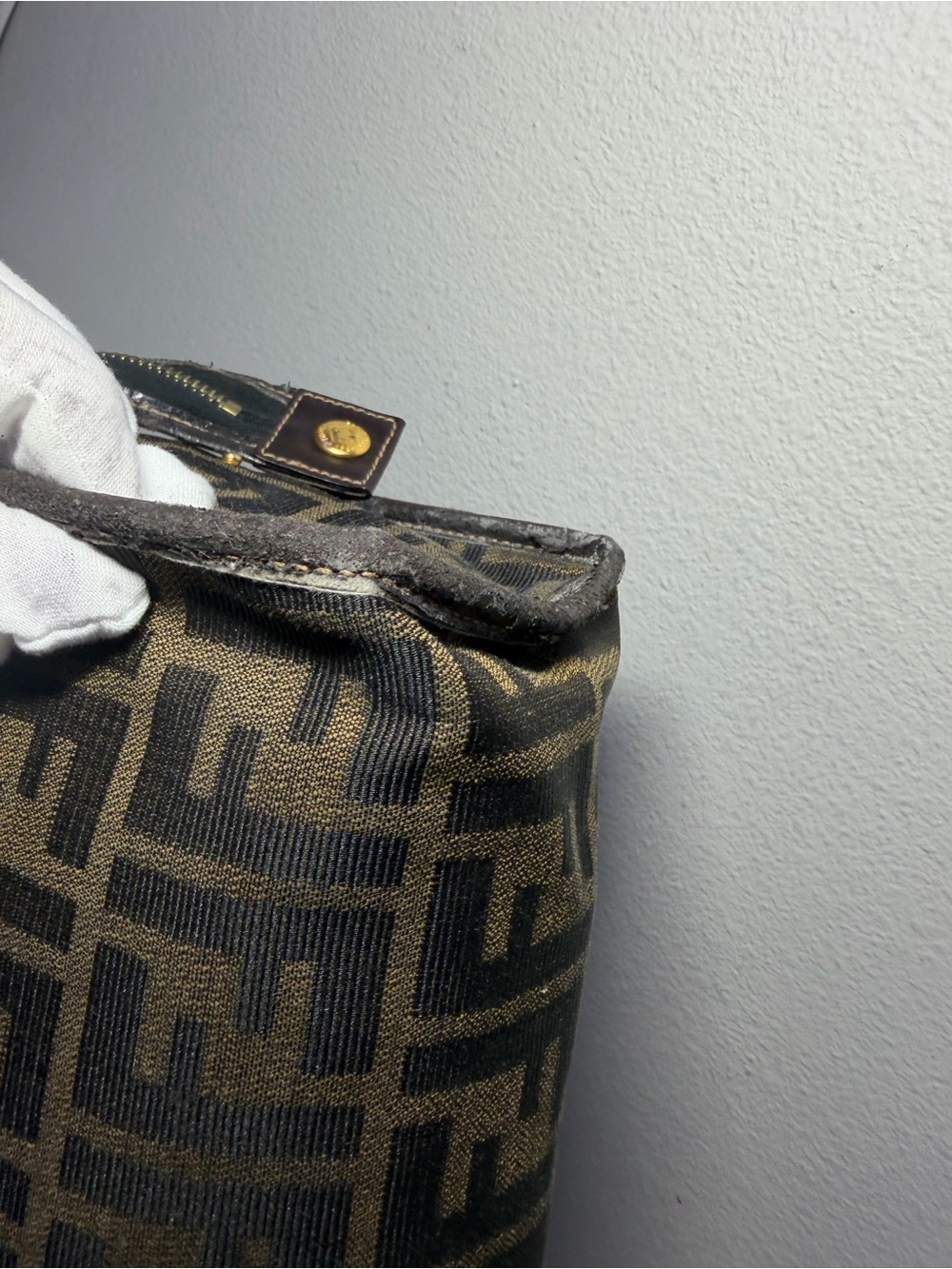 Fendi Brown Monogram Canvas Clutch with Dark Brown Trim (Fair) - Picture 10 of 16
